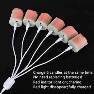 FREEPOWER Rechargeable Realistic Flameless Flickering Tea Light Candles Battery Operated, with Remote Control Cycling 24 Hours Timer, for Romantic Home, Christmas Decoration,Pack of 6.