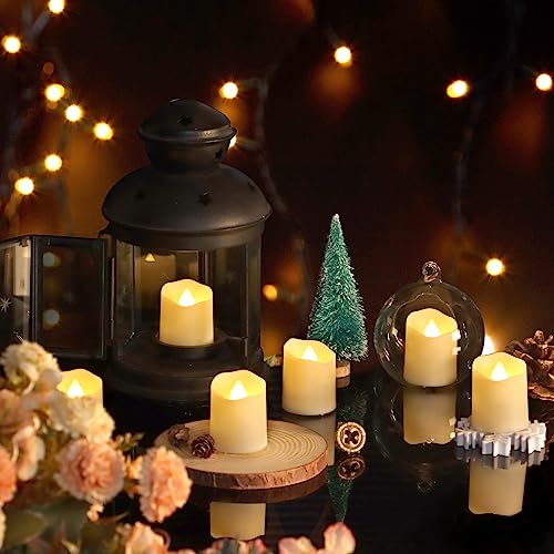 FREEPOWER Rechargeable Realistic Flameless Flickering Tea Light Candles Battery Operated, with Remote Control Cycling 24 Hours Timer, for Romantic Home, Christmas Decoration,Pack of 6.