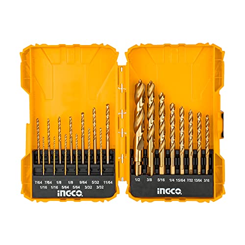 INGCO 21 Pcs Drill Bit Set with Pilot Point for Metal Wood Plastic Drilling AKDL52101