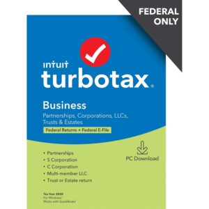 [old version] turbotax business 2020 desktop tax software, federal return only + federal e-file [pc download]