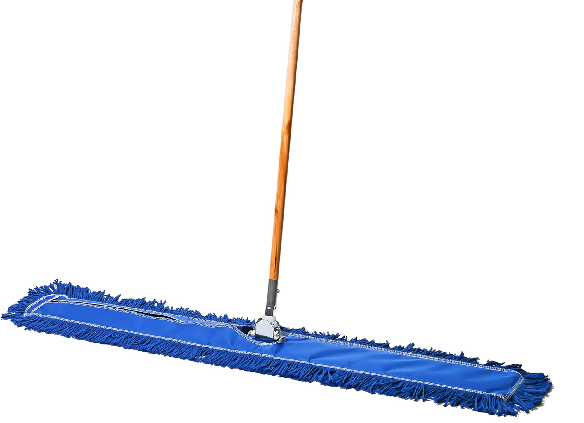 Tidy Tools Commercial Dust Mop & Floor Sweeper, 48 in. Dust Mop for Hardwood Floors, Reusable Dust Mop Head, Wooden Broom Handle, Industrial Dry Mop for Floor Cleaning & Janitorial Supplies, Blue