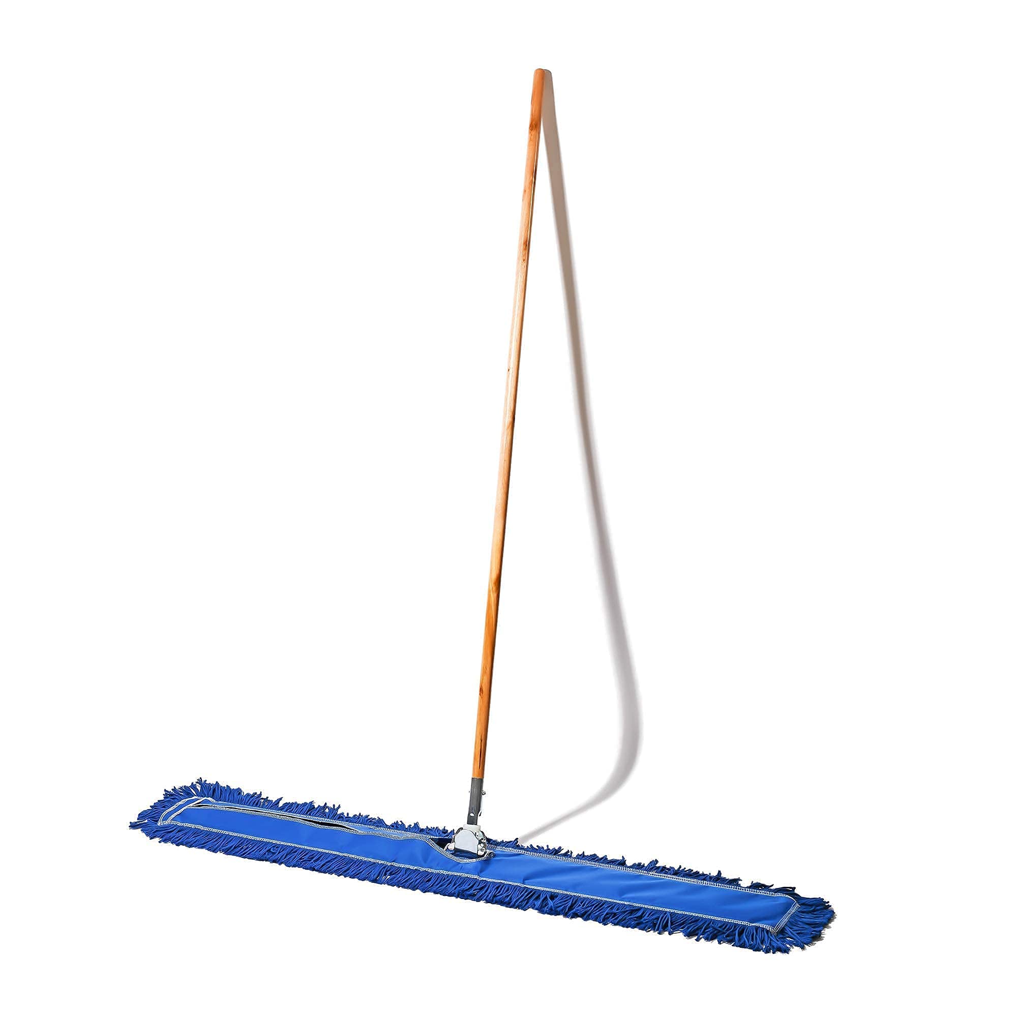 Tidy Tools Commercial Dust Mop & Floor Sweeper, 48 in. Dust Mop for Hardwood Floors, Reusable Dust Mop Head, Wooden Broom Handle, Industrial Dry Mop for Floor Cleaning & Janitorial Supplies, Blue