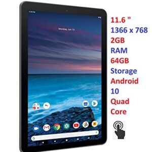 RCA 11 Delta Pro2 11.6 Inch Quad-Core 2GB RAM 64GB Storage IPS 1366 x 768 Touchscreen WiFi Bluetooth with Detachable Keyboard Android 10 Tablet Charcoal