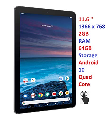 RCA 11 Delta Pro2 11.6 Inch Quad-Core 2GB RAM 64GB Storage IPS 1366 x 768 Touchscreen WiFi Bluetooth with Detachable Keyboard Android 10 Tablet Charcoal