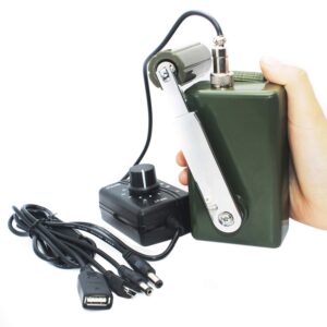 Yengsen Hand Crank Generator 30W 0-28V Portable Dynamo Phone Charger Military for Outdoor Mobile Phone Computer Charging with USB Plug (Green)