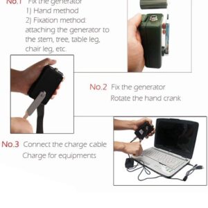 Yengsen Hand Crank Generator 30W 0-28V Portable Dynamo Phone Charger Military for Outdoor Mobile Phone Computer Charging with USB Plug (Green)