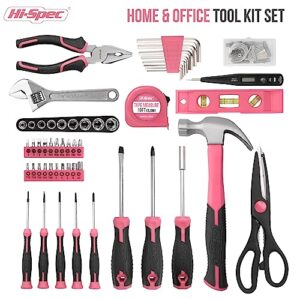 Hi-Spec 54pc Pink Home DIY Tool Kit Set for Women, Office & Garage. Complete Ladies Basic House Tool Box Set