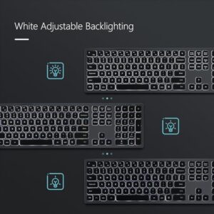 Wireless Backlit Keyboard and Mouse Combo, Seenda Illuminated Light Up Full Size Keyboard, Rechargeable Keyboard and Mouse for Microsoft Windows PC Computer Laptop Desktop, Space Grey