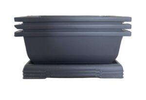 cz grain 3 bonsai tree pots with drip tray. xl 11 inch pots with drain hole. great gift