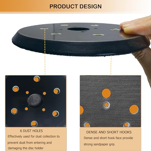 6 Inch 6 Hole Replacement Sander Pad for Ridgid R2611 Random Orbit Sander- 6" Hook & Loop Sanding Pad Work with 6 Inch Sander Disc - 1 Pack