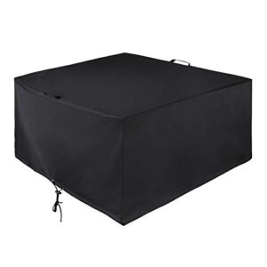 unicook square fire pit cover 38 inch, heavy duty waterproof fire table cover, outdoor firepit cover with drawstring and handles, fade resistant material, all weather protection, black