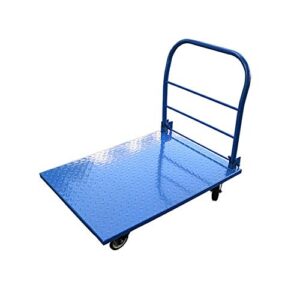 teerwere portable folding handcart push cart dolly moving platform hand truck foldable for easy storage and 360 degree swivel wheels multi function folding handcart (color : blue, size : 90x60cm)