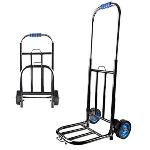 teerwere portable folding handcart folding hand truck dolly collapsible trolley cart for travelling auto and office use multi function folding handcart (color : black, size : 36x30x68cm)