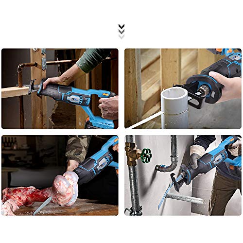 NEWONE 20V Reciprocating Saw zall saw cut-off tool with 2.5A Charger,LED working light, Tool-Free Blade Change, 7pcs Saw Blades for cutting metal wood frozen bone, 2.0AH Battery