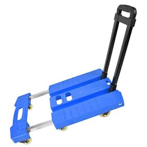 Teerwere Portable Folding Handcart Pull Trolley Cargo Folding Flatbed Cart Handling Helper Mute Trolley Cargo Trailer Portable Luggage Trolley Multi Function Folding Handcart