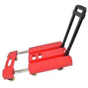 Teerwere Portable Folding Handcart Pull Trolley Cargo Folding Flatbed Cart Handling Helper Mute Trolley Cargo Trailer Portable Luggage Trolley Multi Function Folding Handcart