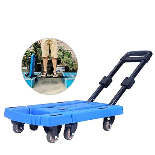 Portable Folding Handcart Folding Trolleys Portable Cargo Handling Car Push Hand Truck Folding for Easy Storage and 360 Degree Swivel Wheels Multi Function Folding Handcart