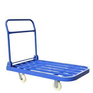 teerwere portable folding handcart portable folding hand trolley 360° rotating cart for luggage personal travel shopping auto moving multi function folding handcart (color : blue, size : 120x65cm)