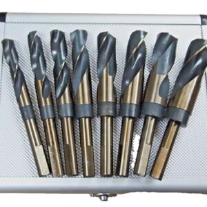 Hoteche 8PC HSS Cobalt Silver & Deming Drill Bits Set, Large Size 9/16" to 1", Reduced 1/2" Shank