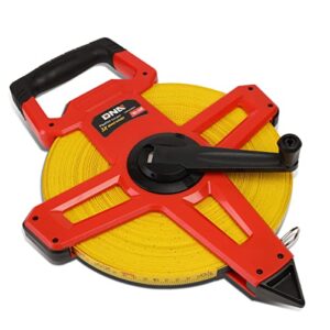 dna motoring tools-00042 contractor-grade open reel fiberglass measuring tape, distance measurement tool kit, [1] 1/2" / 330 ft reel, orange/yellow