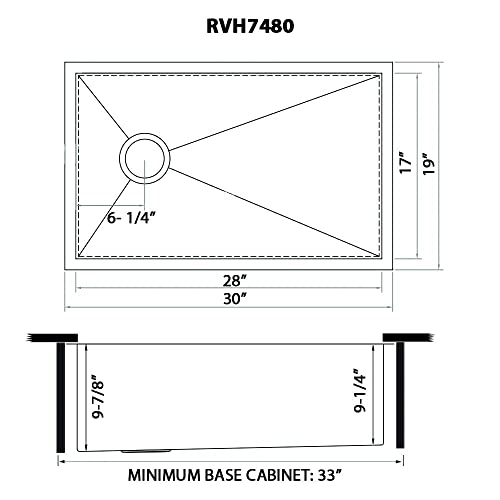 Ruvati 30-inch Slope Bottom Offset Drain Undermount Kitchen Sink Single Bowl - RVH7480