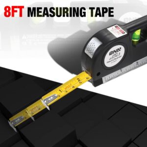 DNA Motoring TOOLS-00054 Adjustable Metric Ruler w/Triangle Bracket – 8 ft. Measuring Tape w/Three Mode Laser Line, Bubble Vials, Ruler Base