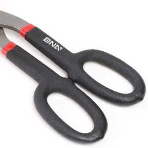 DNA Motoring TOOLS-00119 Straight Cut Tin Snip Shears, Heavy Duty High Carbon Steel with Vinyl-Dipped Handles, 10", Black/Red