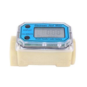 LLW-25PP Flow Meter Inline Digital Display Turbine Meters Blue Plastic Chemical Liquid Flow Mete with 1 Inch Internal Thread for Chemicals Water Fuel Transfer