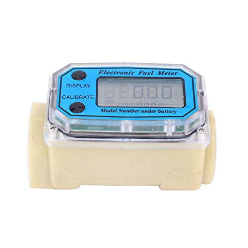 LLW-25PP Flow Meter Inline Digital Display Turbine Meters Blue Plastic Chemical Liquid Flow Mete with 1 Inch Internal Thread for Chemicals Water Fuel Transfer