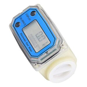 LLW-25PP Flow Meter Inline Digital Display Turbine Meters Blue Plastic Chemical Liquid Flow Mete with 1 Inch Internal Thread for Chemicals Water Fuel Transfer