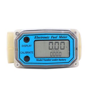 LLW-25PP Flow Meter Inline Digital Display Turbine Meters Blue Plastic Chemical Liquid Flow Mete with 1 Inch Internal Thread for Chemicals Water Fuel Transfer