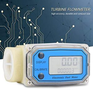 LLW-25PP Flow Meter Inline Digital Display Turbine Meters Blue Plastic Chemical Liquid Flow Mete with 1 Inch Internal Thread for Chemicals Water Fuel Transfer