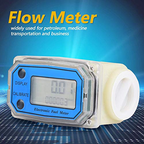 LLW-25PP Flow Meter Inline Digital Display Turbine Meters Blue Plastic Chemical Liquid Flow Mete with 1 Inch Internal Thread for Chemicals Water Fuel Transfer