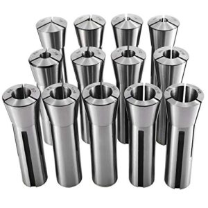 kuntec 13 piece precision r8 collet set mill collets set taper spindle r8 collets for mill machine 1/8inch - 7/8inch