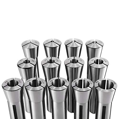 KUNTEC 13 Piece Precision R8 Collet Set Mill Collets Set Taper Spindle R8 Collets for Mill Machine 1/8inch - 7/8inch