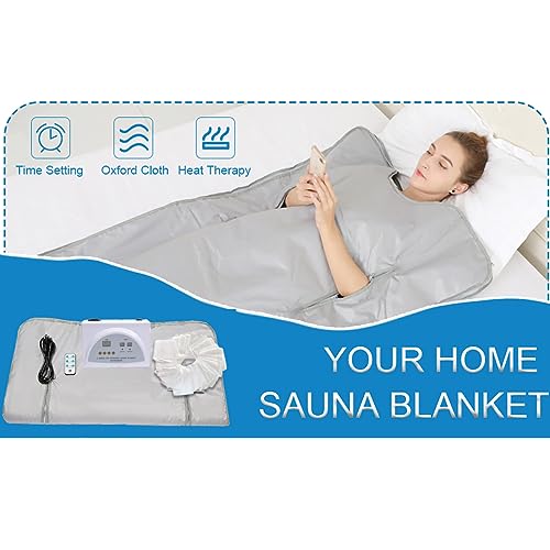 PINJAZE Sauna Blanket Infrared Zipper Oxford Cloth Upgraded Version Professional Detox & Heat Therapy Blanket with Smart Remote (US 110V,71×32 Inches)