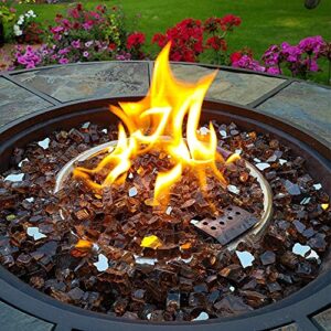 GASPRO 30 LB Fire Glass High Luster, 1/2inch Reflective Tempered Fire Glass in Cosmic Copper for Propane or Natural Gas Fire Pit or Fireplace