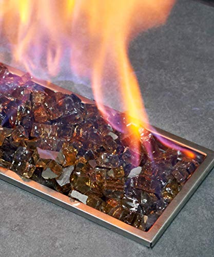 GASPRO 30 LB Fire Glass High Luster, 1/2inch Reflective Tempered Fire Glass in Cosmic Copper for Propane or Natural Gas Fire Pit or Fireplace