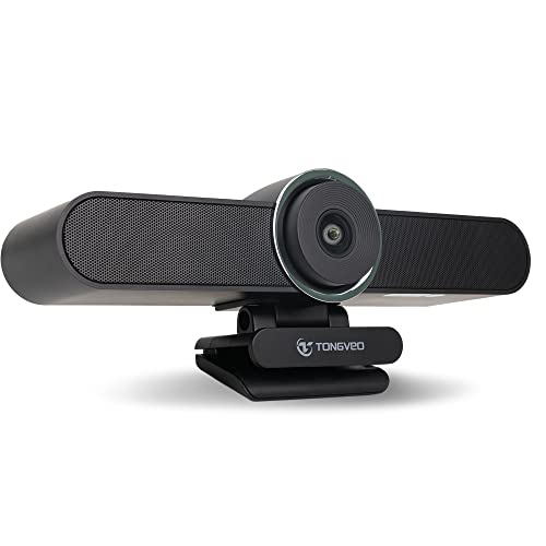 TONGVEO Wide Angle Webcam with Microphone and Speaker, Conference Room USB 1080P 60fps Web Camera for Smart TV Computer Video Call Streaming Meeting, Works for Microsoft Teams, Zoom, PC