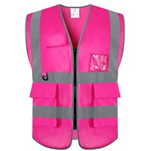 VICRR High Visibility Safety Vest with Reflective Strips Pockets, Work Vest for Men & Women