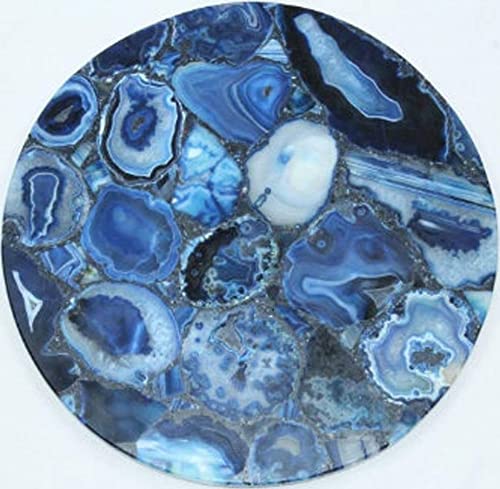 Blue Agate Stone Round Coffee Table Top, Blue Agate Stone Round Counter Top, Blue Agate Stone Round Centre Table Top, Blue Agate Stone Round Dining Table Top, Home Decor, Piece Of Conversation