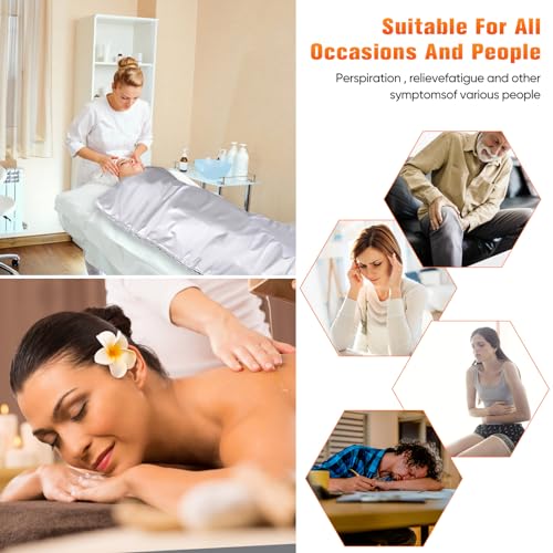 InLoveArts Far Infrared Sauna Blanket for Home Detoxification - Portable Infrared Sauna Silver, at Home Sauna Full Body Higher Dose Infrared Sauna Blanket, Relax Your Body and Mind