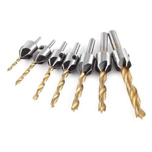 liebewh countersink drill bit steel countersink drill bit for wood high speed steel round shank with hex key(7pcs,3-10mm)