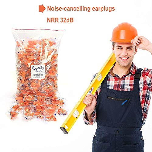 Foam Corded Ear Plugs 100 Pair - Soft NRR 32dB Noise Cancelling Sound Blocking Disposable Orange for Sleeping Snoring Noise Hearing Protection Construction Shooting Range Sports Mowing Woodworking