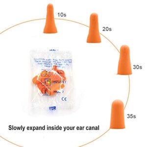 Foam Corded Ear Plugs 100 Pair - Soft NRR 32dB Noise Cancelling Sound Blocking Disposable Orange for Sleeping Snoring Noise Hearing Protection Construction Shooting Range Sports Mowing Woodworking