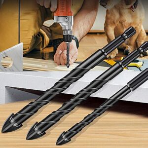 Mgtgbao Concrete Drill Bit Set, 10pcs Masonry Drill Bits Set Carbide Tip for Glass, Brick, Tile, Concrete, Plastic and Wood with Size 3/16” (5mm),1/4” (6mm), 5/16” (8mm),3/8” (10mm), 1/2” (12mm).