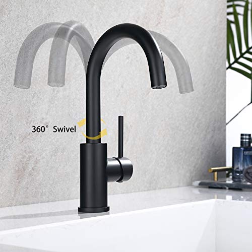 Bar Sink Faucets Single Hole, WiPPhs Matte Black Mini Kitchen Sink Faucets, Single Handle Lead-Free Modern Wet Bar Sink Faucets