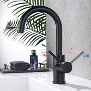 Bar Sink Faucets Single Hole, WiPPhs Matte Black Mini Kitchen Sink Faucets, Single Handle Lead-Free Modern Wet Bar Sink Faucets