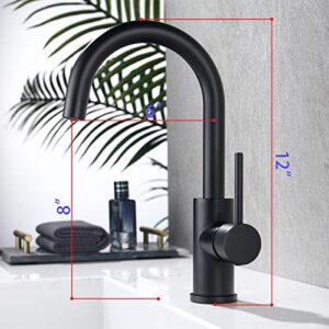 Bar Sink Faucets Single Hole, WiPPhs Matte Black Mini Kitchen Sink Faucets, Single Handle Lead-Free Modern Wet Bar Sink Faucets