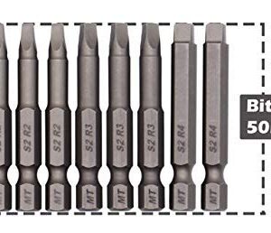 Roberston Bits Set, Square Head Screwdriver, Square Screwdriver bits #1#2#3#4, Scrulox Screwdriver, Impact Rated Bit Sets 10 Piece by Milliontronic